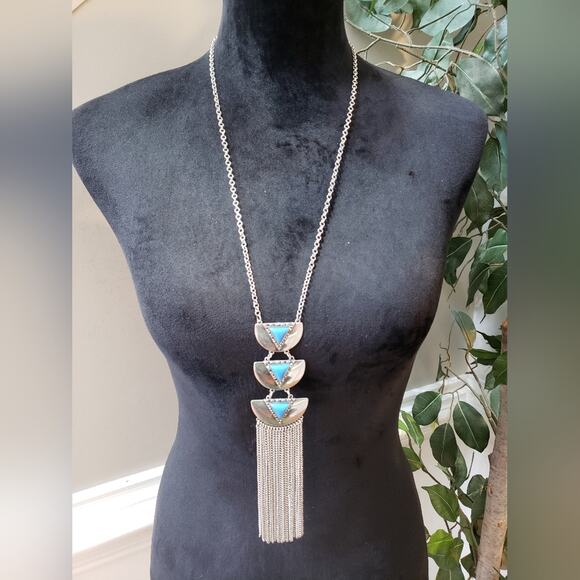 Unbranded Jewelry - Womens Fashion Periwinkle Blue & Silver Tassel Necklace Jewelry w/ Lobster Clasp